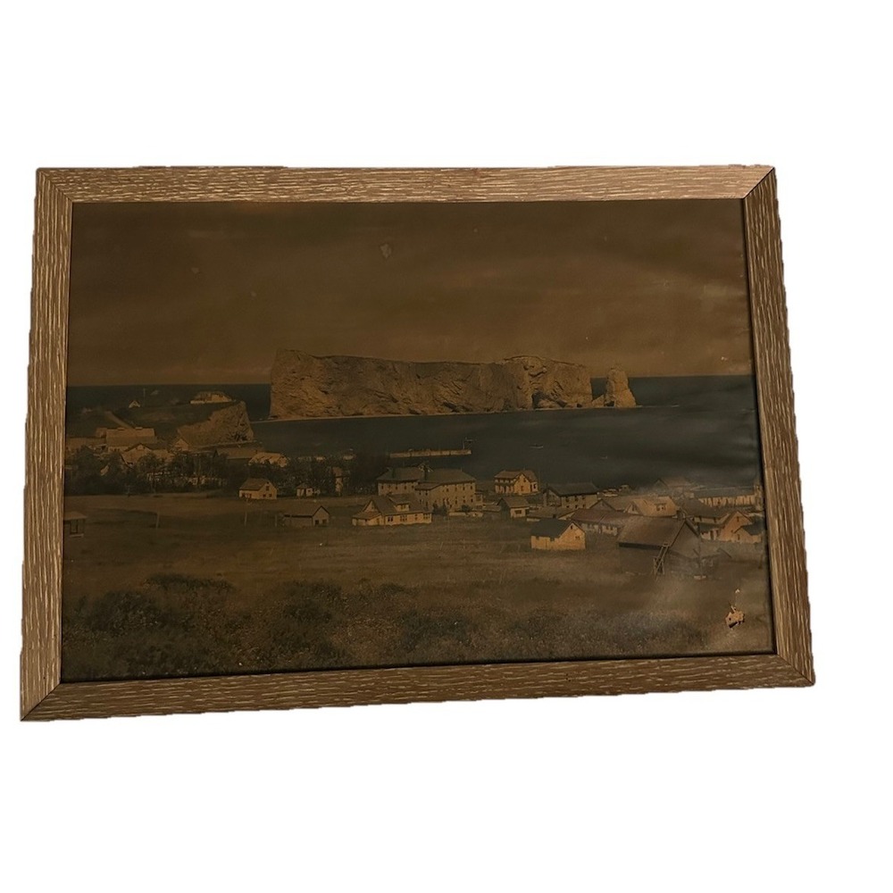 Vintage Framed Art Print Coastal Landscape 19"x13"